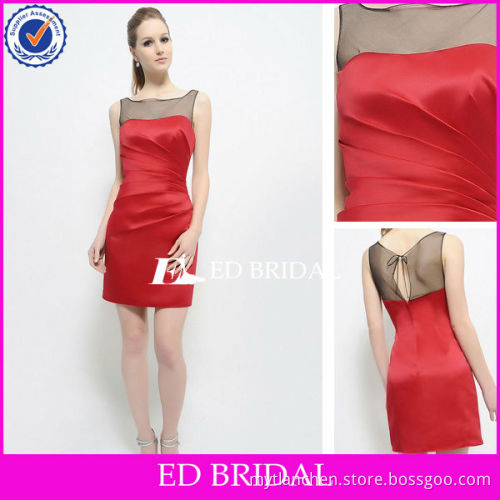 Simple Real Pictures Of Cocktail Dress Sheer Neckline Keyhole Back Short